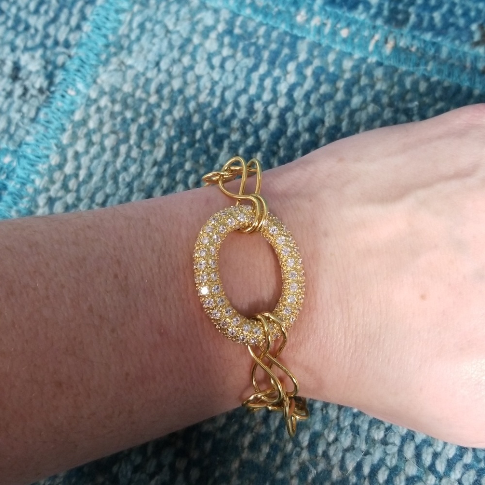Rhinestone and Gold Finish Bracelet